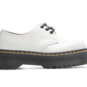 Doc Martens Dr. Marten 1461 QUAD SMOOTH LEATHER PLATFORM SHOES - WHITE